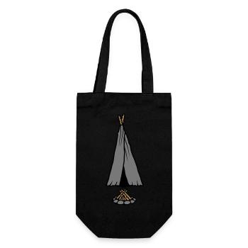 Camping Campfire Tent Design - Gift Bag for Bottles - black - Front