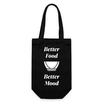 Better Food Better Mood - Geschenkbeutel für Flaschen - Schwarz - Vorne