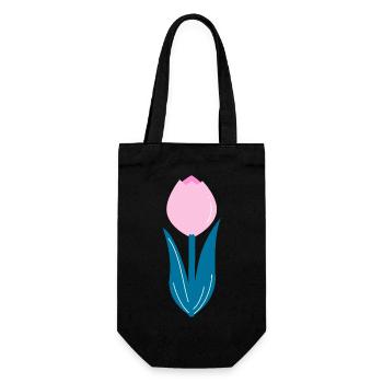 Pink tulip - Gift Bag for Bottles - black - Front