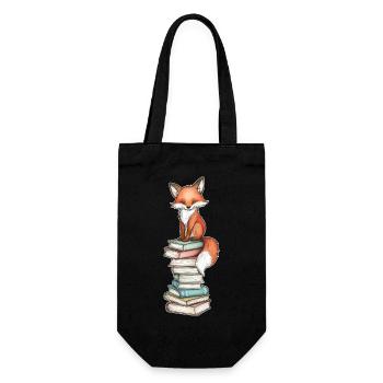 Renard sur pile de livres - Sac à bouteille - noir - Devant
