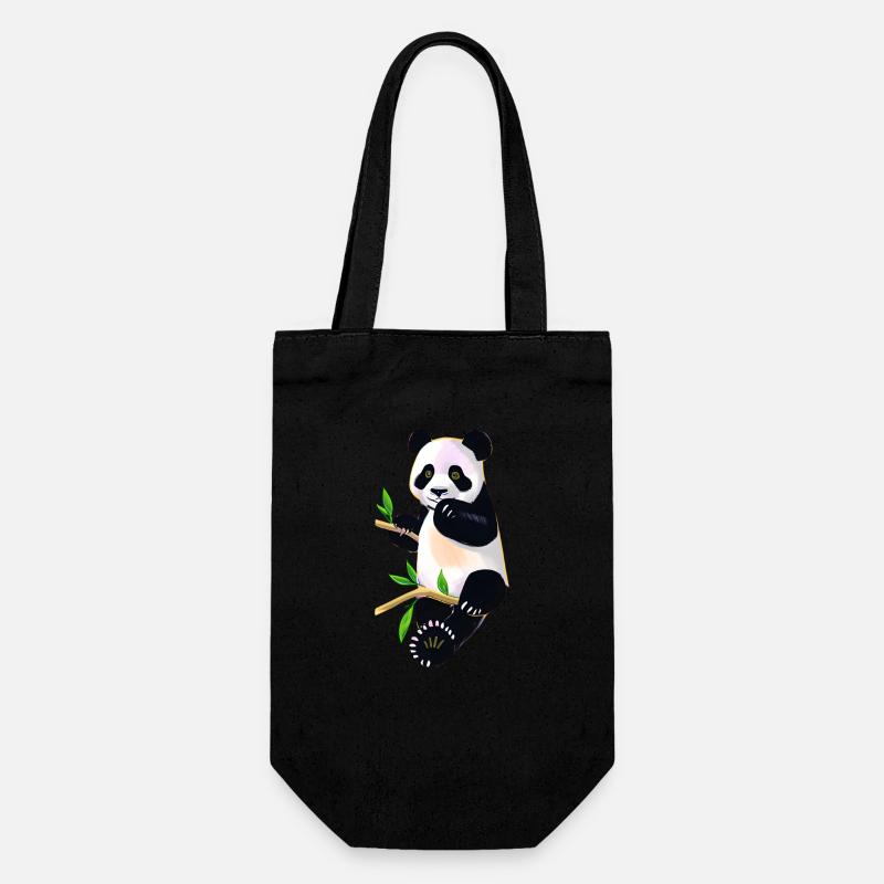 Süßer Panda auf Baum - Geschenkbeutel für Flaschen - Schwarz