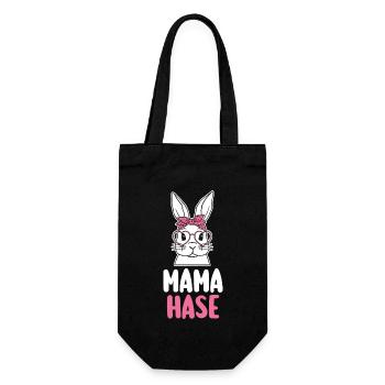 Mutter Osterhase Mama Hase Ostern - Geschenkbeutel für Flaschen - Schwarz - Vorne