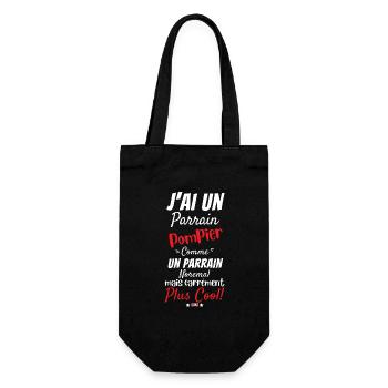 Ich habe ein Feuerwehr-Paten-LKW-Geburtsgeschenk - Geschenkbeutel für Flaschen - Schwarz - Vorne