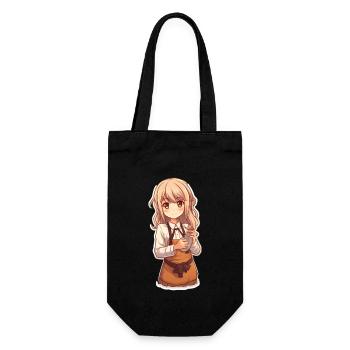 Kawaii Anime Girl at Work - Gift Bag for Bottles - black - Front