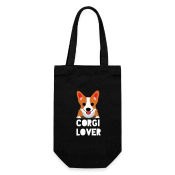 Corgi Lover, Corgi Dog Quote - Gift Bag for Bottles - black - Front