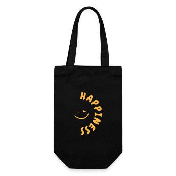 Happiness Shirt – Minimal Summer Design - Gift Bag for Bottles - black - Front