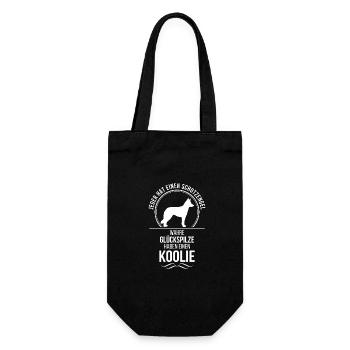 Koolie Schutzengel Hunde Spruch Wilsigns - Geschenkbeutel für Flaschen - Schwarz - Vorne
