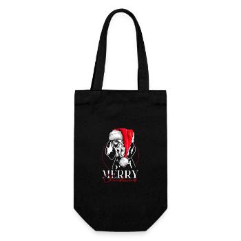 Père Noël noir et feu Coonhound joyeux chien de Noël - Sac à bouteille - noir - Devant