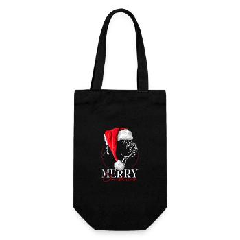 Santa Bordeauxdogge Merry Christmas Wilsigns - Geschenkbeutel für Flaschen - Schwarz - Vorne