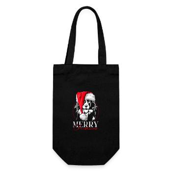 Père Noël Border Collie joyeux Noël chiens Wilsigns - Sac à bouteille - noir - Devant