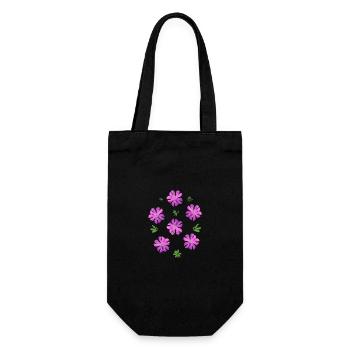 Lichtnelken rosa Blumen - Geschenkbeutel für Flaschen - Schwarz - Vorne