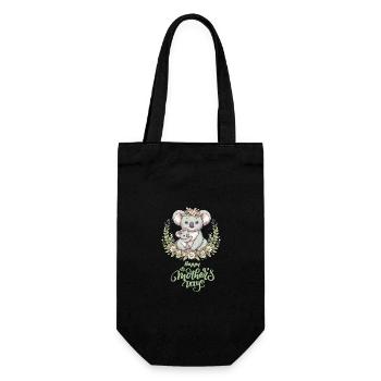 Koala Lover Hug Floral Mum Happy Mother's Day - Geschenkbeutel für Flaschen - Schwarz - Vorne