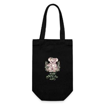 Best Mom Ever Koala Embrace Floral Wreath - Geschenkbeutel für Flaschen - Schwarz - Vorne