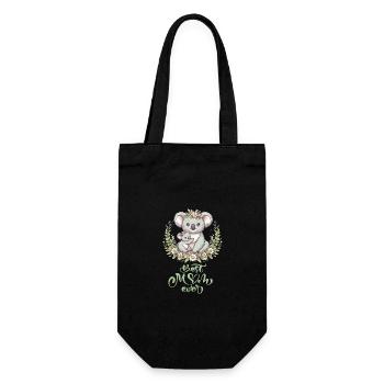 Best Mom Ever Koala Embrace Floral Wreath - Geschenkbeutel für Flaschen - Schwarz - Vorne