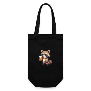 Raccoon Beer Pixel - Gift Bag for Bottles - black - Front