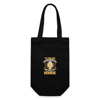 Bier Bierliebhaber Saufen Feiern Henrik - Geschenkbeutel für Flaschen - Schwarz - Vorne