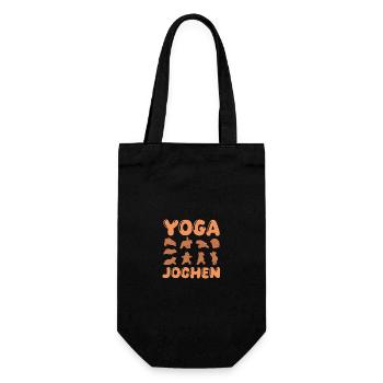 Katze Yoga Jochen - Geschenkbeutel für Flaschen - Schwarz - Vorne