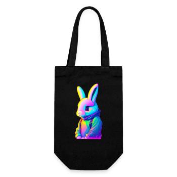Kaninchen im urbanen Stil - Geschenkbeutel für Flaschen - Schwarz - Vorne