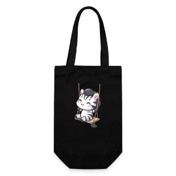 Cartoon zebra on a swing - Gift Bag for Bottles - black - Front