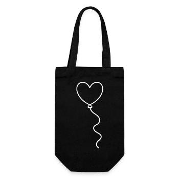 white heart white gift valentine's day - Gift Bag for Bottles - black - Front
