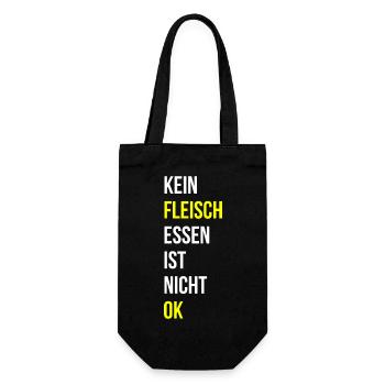 Fleisch essen Spruch - Geschenkbeutel für Flaschen - Schwarz - Vorne