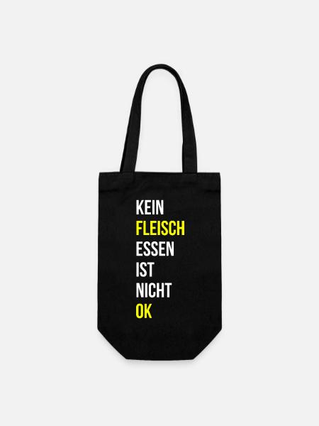 Fleisch essen Spruch - Geschenkbeutel für Flaschen - Schwarz