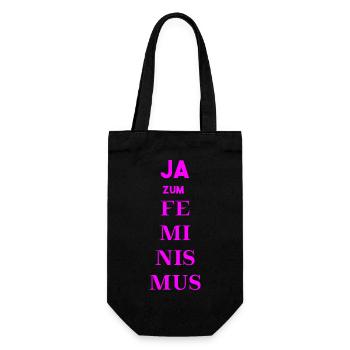 Ja zum Feminismus Geschenkidee Feministin - Geschenkbeutel für Flaschen - Schwarz - Vorne