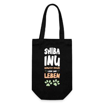 Shiba Inu Liebe Und Leben - Geschenkbeutel für Flaschen - Schwarz - Vorne