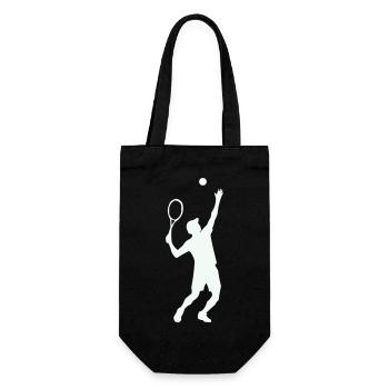 Tennis Silhouette im Sprung - Geschenkbeutel für Flaschen - Schwarz - Vorne