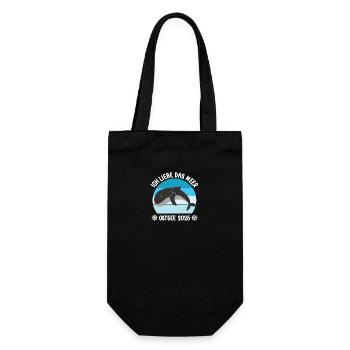 Ostsee Urlaub 2025 Ich liebe das Meer Rettet Wale - Geschenkbeutel für Flaschen - Schwarz - Vorne
