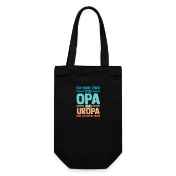 Ich Habe Zwei Titel Opa Und Uropa - Geschenkbeutel für Flaschen - Schwarz - Vorne