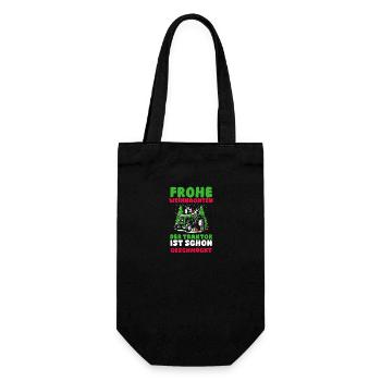 Weihnachtsmann Traktor Weihnachtsfest Bauer Landwi - Geschenkbeutel für Flaschen - Schwarz - Vorne