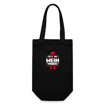 Weihnachtself Weihnachten Weihnachtsmann Wein Elf - Geschenkbeutel für Flaschen - Schwarz - Vorne