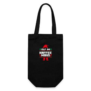 Weihnachtself Weihnachten Weihnachtsmann Kaffee El - Geschenkbeutel für Flaschen - Schwarz - Vorne