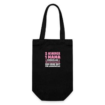 Mama Von 2 Kindern - Geschenkbeutel für Flaschen - Schwarz - Vorne