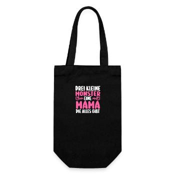 Mama Von 3 Kindern - Geschenkbeutel für Flaschen - Schwarz - Vorne