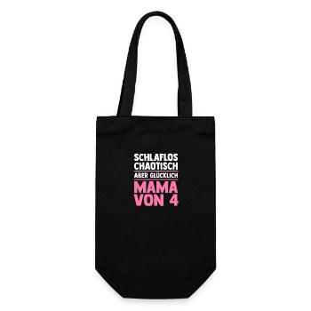 Mama Von 4 Kindern - Geschenkbeutel für Flaschen - Schwarz - Vorne