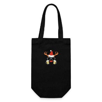 Weihnachtsmann Weihnachten Bier Rentier - Geschenkbeutel für Flaschen - Schwarz - Vorne