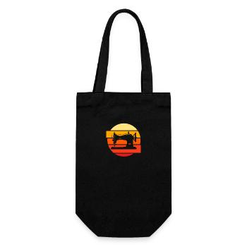 Sewing Machine Seamstress Retro - Gift Bag for Bottles - black - Front