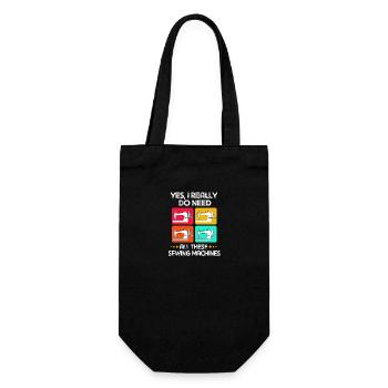 Sewing Machine Seamstress - Gift Bag for Bottles - black - Front
