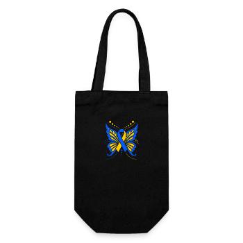 Down Syndrom Schmetterling - Geschenkbeutel für Flaschen - Schwarz - Vorne
