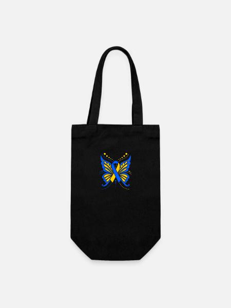 Down Syndrom Schmetterling - Geschenkbeutel für Flaschen - Schwarz