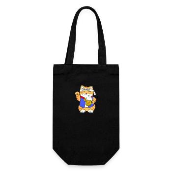 Maneki Neko Japan Glücksbringer - Geschenkbeutel für Flaschen - Schwarz - Vorne