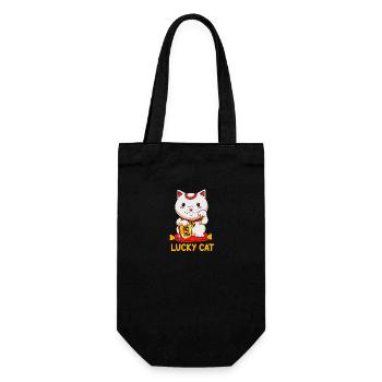 Maneki Neko Japan Glücksbringer - Geschenkbeutel für Flaschen - Schwarz - Vorne