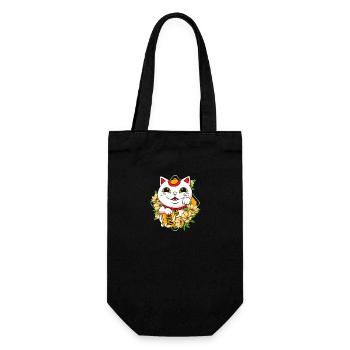 Maneki Neko Japan Glücksbringer - Geschenkbeutel für Flaschen - Schwarz - Vorne