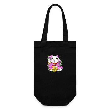 Maneki Neko Japan Glücksbringer - Geschenkbeutel für Flaschen - Schwarz - Vorne