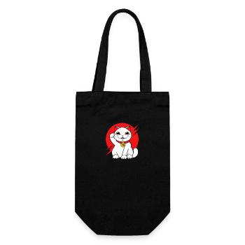 Maneki Neko Japan Glücksbringer - Geschenkbeutel für Flaschen - Schwarz - Vorne