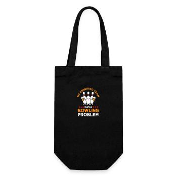 Bowlen Bowler Bowling Kegel Bowlingkugel - Geschenkbeutel für Flaschen - Schwarz - Vorne