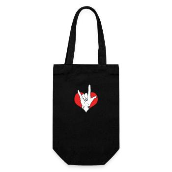 Langue des signes ASL sourd - Sac à bouteille - noir - Devant