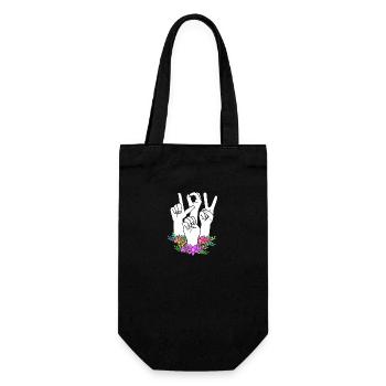 Langue des signes ASL sourd - Sac à bouteille - noir - Devant